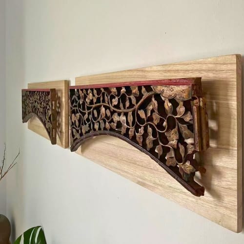 Sculptural Wall Art – c.1890 Antique Chinese Giltwood Carved | Wall Hangings by yingting S