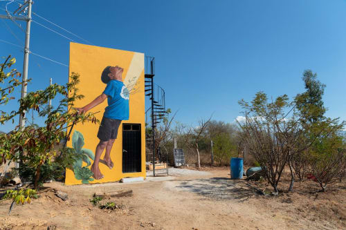 Copal child,  acrylic painting on wall. | Murals by Oscar Axo Art | Palo que habla in San Martín Tilcajete
