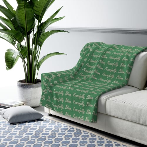"Bloom, Peacefully" Sherpa Throw Blanket | Linens & Bedding by Peace Peep Designs