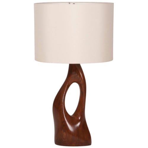 Amorph Helix Table Lamp, Solid wood, Walnut Finish w/ Ivory | Lamps by Amorph