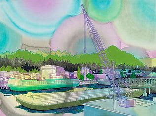 Industrial Mystique | Oil And Acrylic Painting in Paintings by Elizabeth Gahan