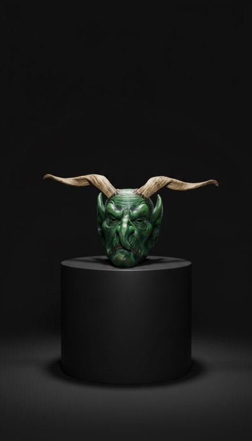The Emerald Dweller – Hand-Carved Forest Goblin Sculpture | Decorative Objects by Holzkunst Samuel Meisinger
