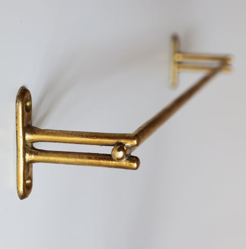 Unique Solid Brass Towel Hanger, Unusual Brass Cabinet Handles