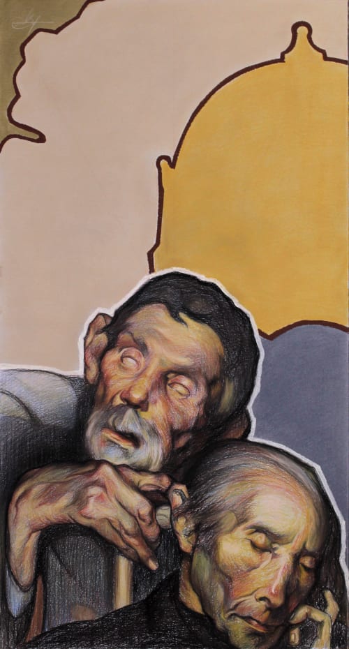 Reinterpretation of "Los ciegos", Saturnino Herrán | Paintings by Abraham Burciaga