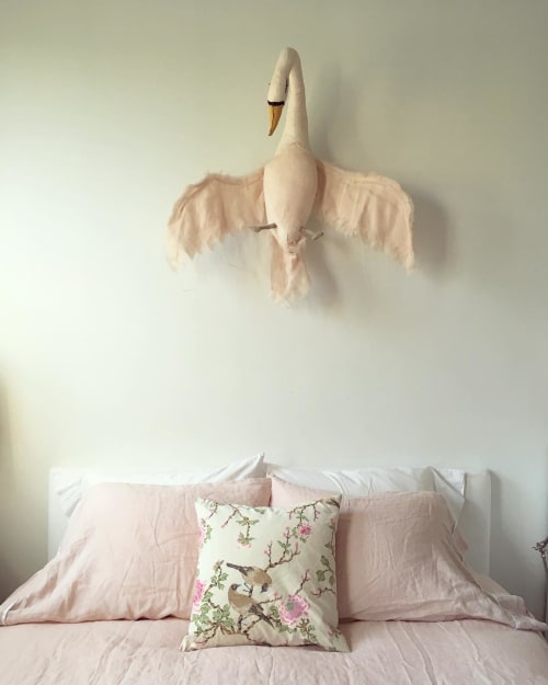 Wall Mounted Swan Powder Pink-Peach | Sculptures by Tamar Mogendorff