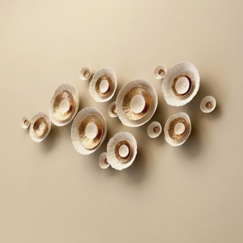 Flora XL 3 Dimensional layered ceramic wall art sculpture | Wall Hangings by Elizabeth Prince Ceramics