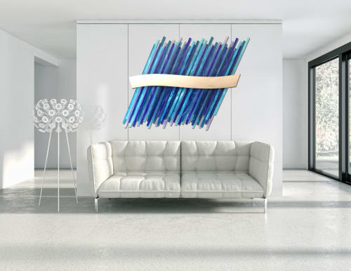 "Wave" Glass and Metal Wall Sculpture | Wall Hangings by Karo Studios