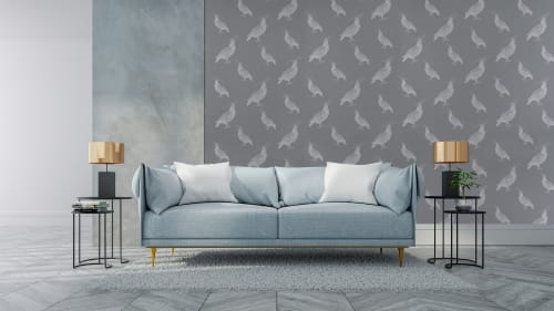 Fancy Pigeon | Silver Frosting On Thunder Grey | Wallpaper in Wall Treatments by Weirdoh Birds
