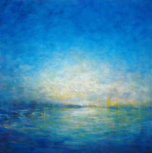 Over the Bay, oil on canvas, 36" x 36" | Oil And Acrylic Painting in Paintings by Victoria Veedell