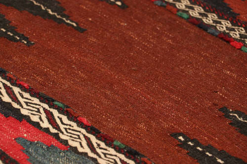 Vintage Afghan Kilim in Rust with Geometric Stripes | Rugs by Rug and Kilim
