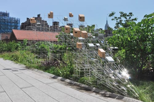 "Still Life with Landscape" installation | Public Sculptures by Amuneal | The High Line in New York
