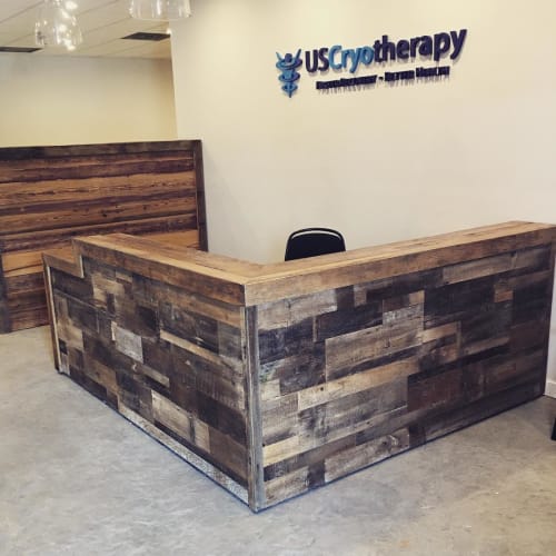 Reception Desk And Wood Wall By Ross Alan Reclaimed Lumber Seen At