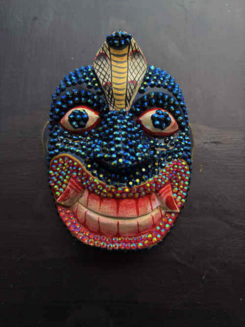 Moods- embellished traditional Sri Lankan mask | Sculptures by Aasiri W
