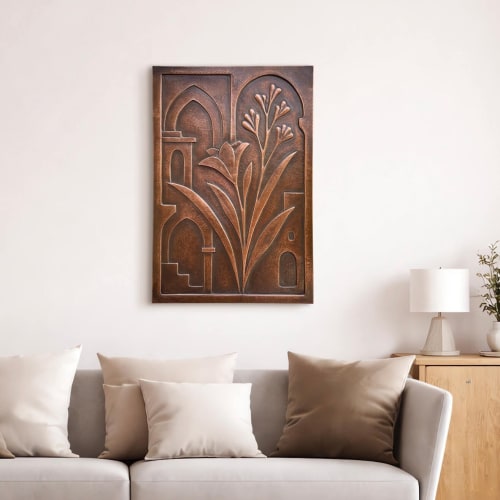 Copper Flower Relief Wall Sculpture | Wall Hangings by Element 29 Metalcraft