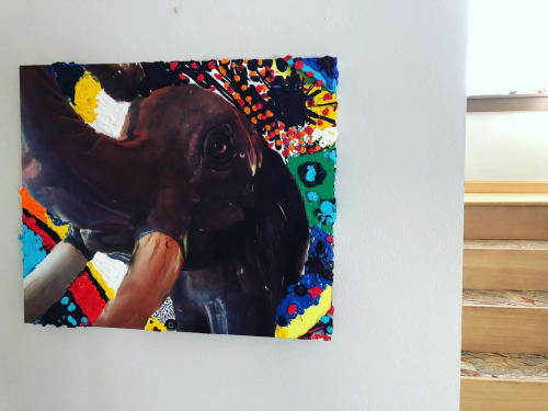 Elephant On Metal 2 | Paintings by Topher Straus