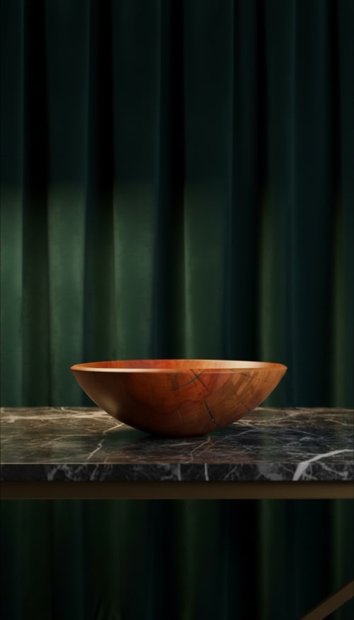 Pear Wood Bowl with Emerald Resin | Hand-Turned | Decorative Bowl in Decorative Objects by Holzkunst Samuel Meisinger