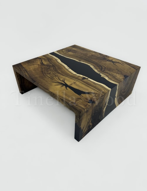 Waterfall Resin Table, Waterfall Coffee Table, Coffee Table by Tinella Wood