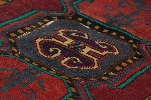 Vintage Oushak Rug with Polychromatic Geometric Medallions | Rugs by Rug and Kilim