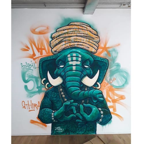 Baba elephant | Murals by Lion Fleischmann | Sthira Yoga Amsterdam in Amsterdam