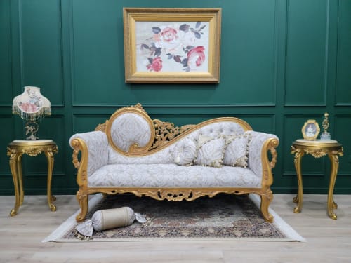 Victorian Chaise Lounge, Aged Gold Leaf | Couches & Sofas by Art De Vie Furniture