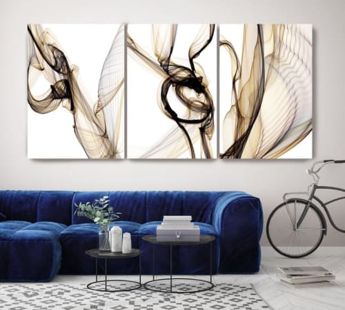 Black Brown Yellow TRIPTYCH canvas prints -3 PANELS Stretche | Prints by Irena Orlov