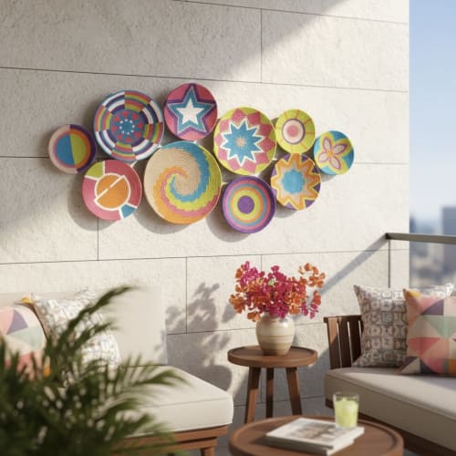 Set of 10 Colourful African Wall Plates | Decorative Plate in Decorative Objects by Sarmal Design