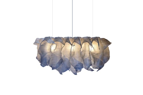 Modern Fabric Pendant Hand-painted Light Nebula Grande 150cm | Chandeliers by Costantini Design
