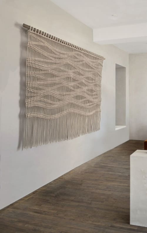 Freeform Macrame Wave Textile Handmade Natural Fiber Screen | Wall Hangings by MACRO MACRAME by Maeve Pacheco