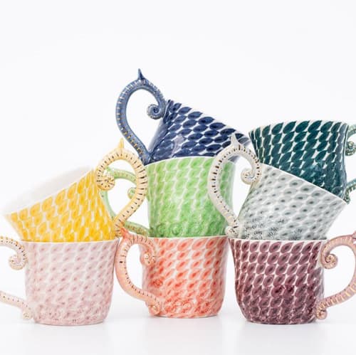 Large Dash Patterned Tea Mugs in 3 sizes | Cups by Miranda Berrow Ceramics