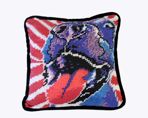 pop art dog REX organic cotton sateen f /d pillow | Pillows by Mommani Threads
