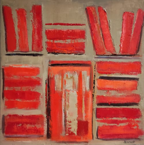 Les reliures rouges | Oil And Acrylic Painting in Paintings by Sophie DUMONT.