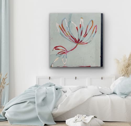 Flor Azul / Acrylic on canvas / 40"x40"x2.5" | Paintings by Sidnea D'Amico