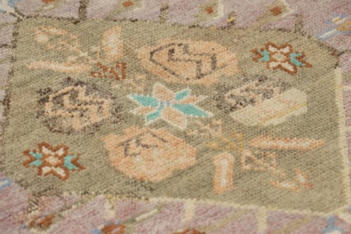 Vintage Oushak Square Rug with Geometric Floral Medallion | Rugs by Rug and Kilim