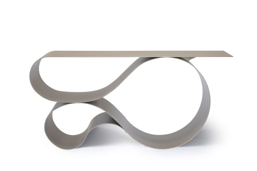 Whorl Console In Beige Aluminum | Console Table in Tables by Neal Aronowitz