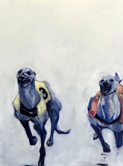 Whippets II | Oil And Acrylic Painting in Paintings by Lee Cline
