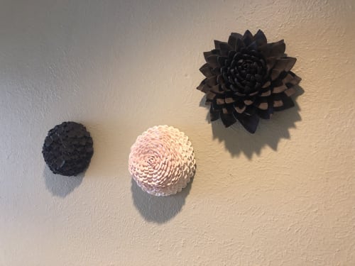 10” Black Stoneware Chrysanthemum | Sculptures by Katy Nickell Ceramics | Paseo Arts District in Oklahoma City