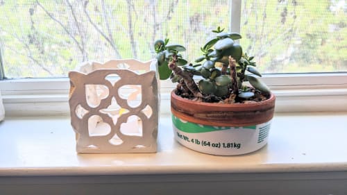 Marvila Candle Holder- Carved Clay | Decorative Objects by Alzuleycha