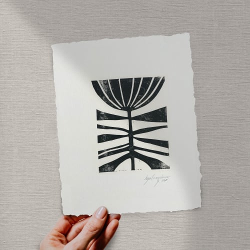 Pod, Linocut, Ink on paper | Mixed Media by Llinella