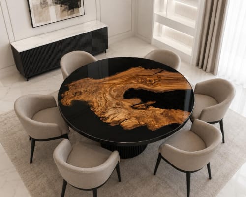 Round Black Resin Wooden Dining Table, Luxury Epoxy Table | Tables by Innovative Home Decors