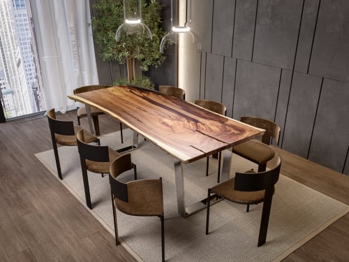 Live Edge Dining Table - Ultra Clear Epoxy by Tinella Wood