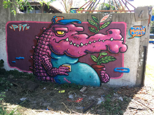 Pink Crocodile | Murals by PITARTEAGA | Manuel B. Gonnet in Manuel B. Gonnet