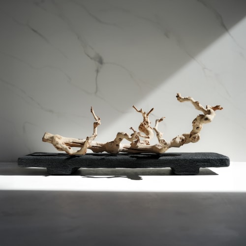 Extra Long Shelf Riser in Carbon Black Concrete | Decorative Tray in Decorative Objects by Carolyn Powers Designs