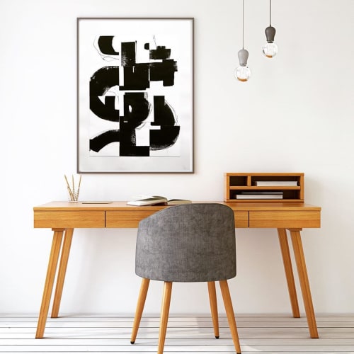 Black and White Abstract | Mixed Media by TS ModernArt Studio