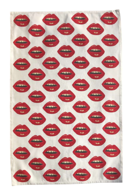 linen-cotton BISOUS BISOUS! KISSES tea towel / custom made | Linens & Bedding by Mommani Threads