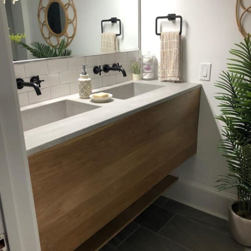 Double Vanity Top with Rectangle Sinks | Furniture by Wood and Stone Designs