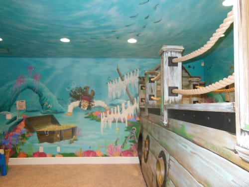 Under the sea children's playroom Wall mural | Murals by Angela Bawden Fine Art