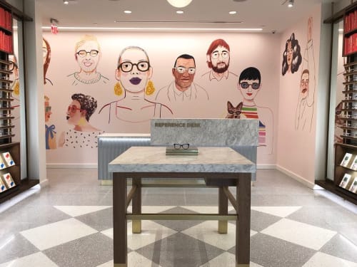 Warby Parker Mural Portraits | Murals by Rebecca Clarke | Warby Parker Raleigh in Raleigh