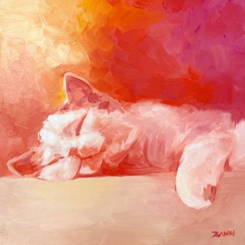 Kitten in the Sun | Oil And Acrylic Painting in Paintings by Paws By Zann Pet Portraits