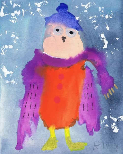 An Owl Named Snowy - Original Watercolor | Paintings by Rita Winkler - "My Art, My Shop" (original watercolors by artist with Down syndrome)
