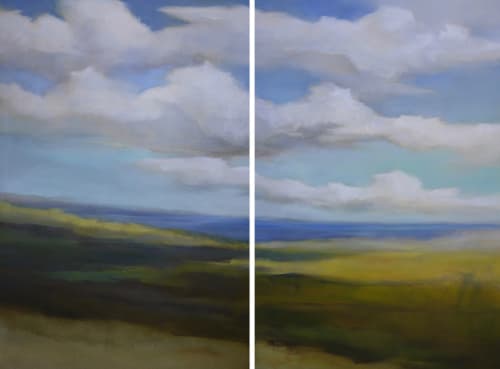 Sunny Diptych | Oil And Acrylic Painting in Paintings by Caroline Adams